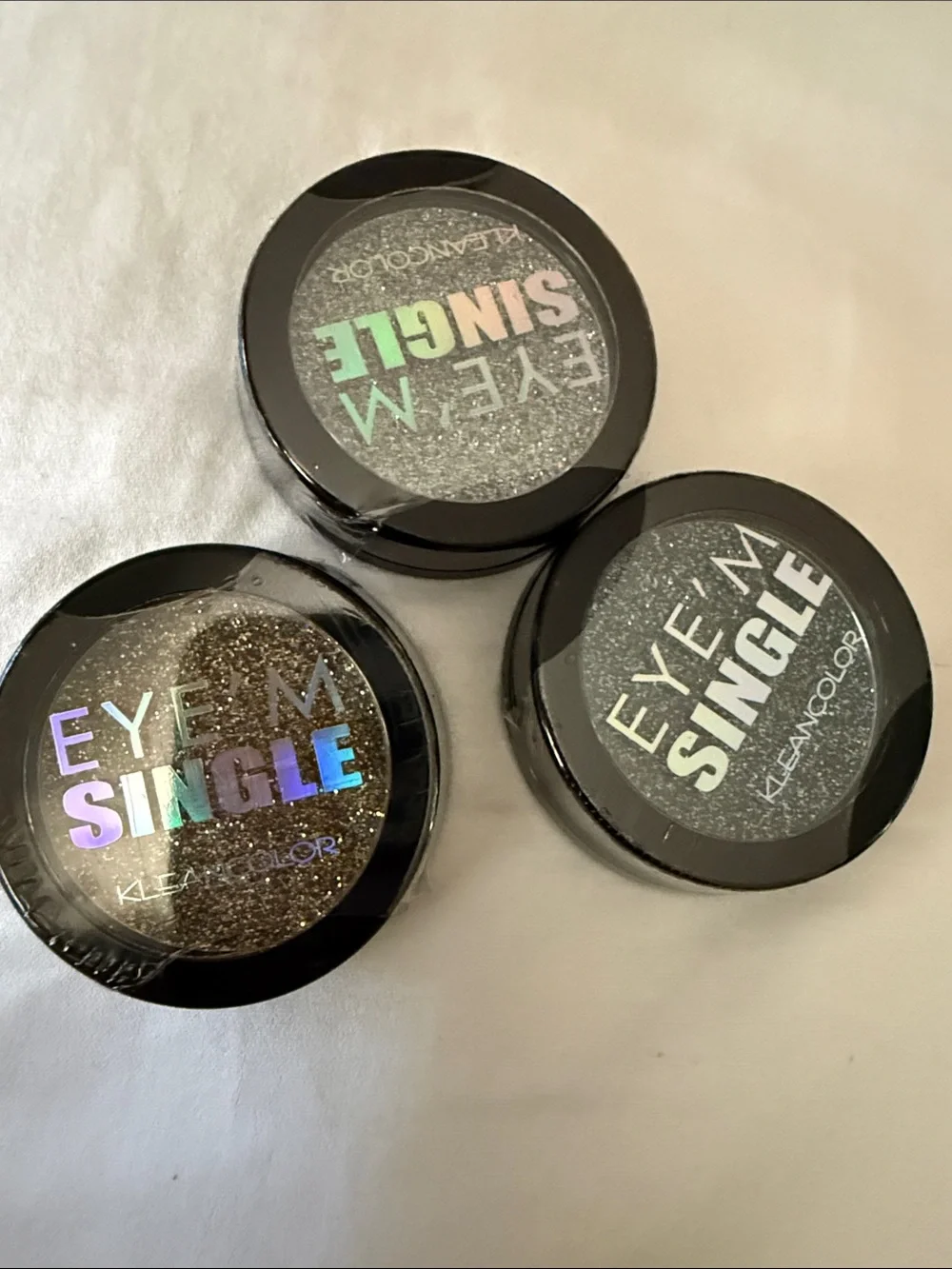 Kleancolor Eye'M Single Glitter Eyeshadow - Silver Glitter Trio